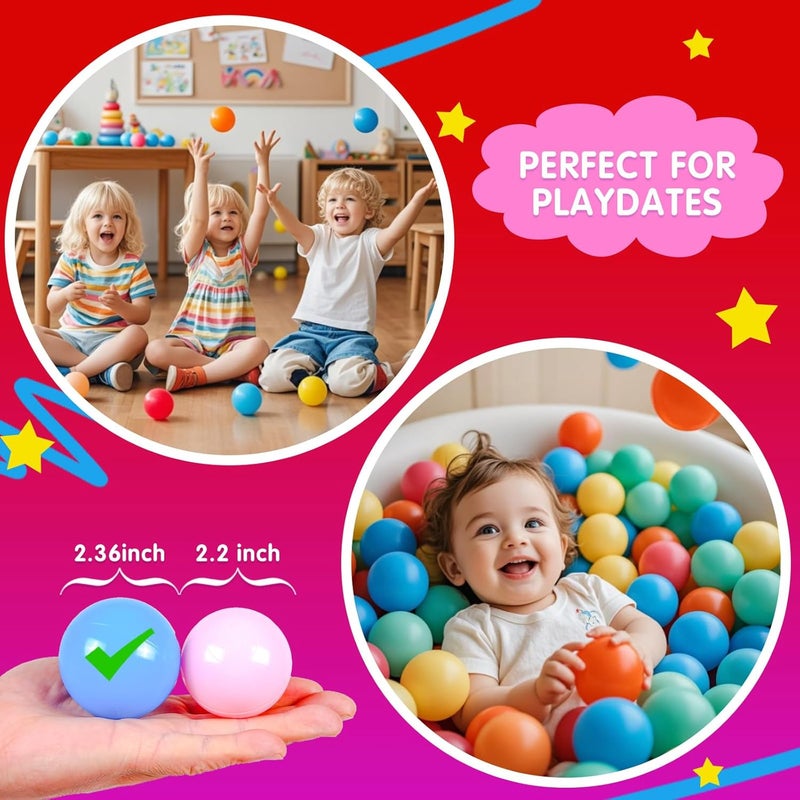 Realhaha Pit Balls for Toddlers, BPA Free Plastic Balls for Babies for Boys Girls Play Pin Kid Bounce House, 100 Pieces, 2.2 2.36 2.75 Inch - Image 3